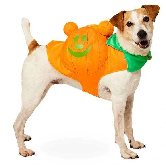 NEW Disney Mickey Mouse Jack-o’-Lantern Glow-in-the-Dark pumpkin pet costume - Picture 1 of 6